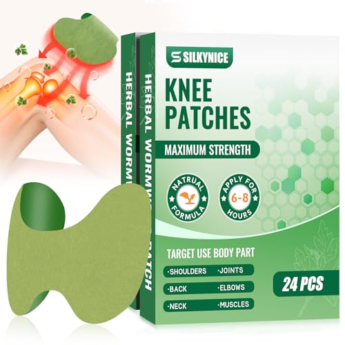 SILKYNICE Knee Patches, 48 Count Knee Relief Patch, Knee Joint Relief Patches, Herbal Knee Patches for Relief Heat Patches Wormwood Patch for Knee, Back, Neck, and Shoulder, Athletes, Seniors