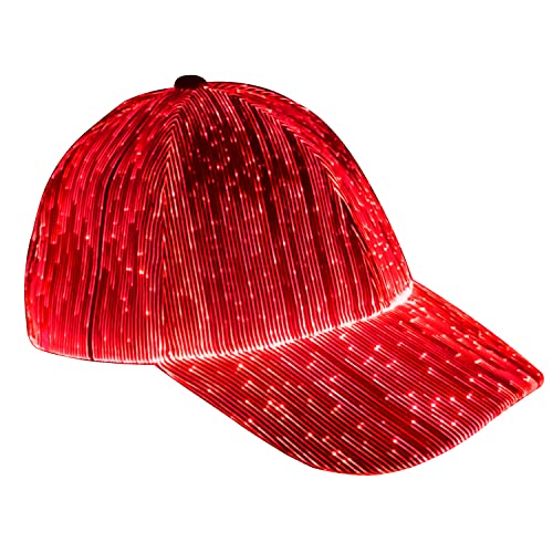 Ruconla Fiber Optic Cap LED hat with 7 Colors Luminous Glowing EDC Baseball Hats USB Charging Light up caps led Crazy Cap Black