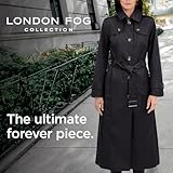 London Fog Women's Single Breasted Long Trench Coat with Epaulettes and Belt, Black, Extra Large