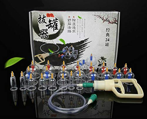 24 Pcs Massage Cans Chinese Cupping Therapy Cans Opener Pull Vacuum Cupping Massage Cups Banks Tank Set Care Tool