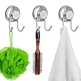 SANNO Double Suction Hooks Suction Cups Vacuum Hook for Flat Smooth Wall Surface Towel Robe Bathroom Kitchen Shower Bath Coat, Stainless Steel (2 Pack)