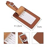 Vigorport Luggage Tag，Leather Identifiers Travel Tags for Suitcase,Bag Tags with Name Card Holder-Set of 4(Brown)