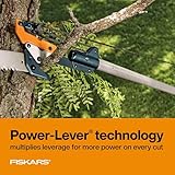 Fiskars 7ft-14ft Power-Lever Extendable Pole Saw and Tree Pruner, Lawn and Garden Tools, Black/Orange