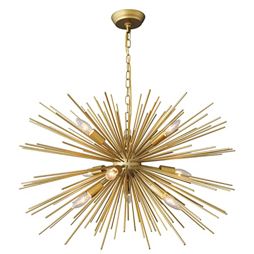 ZIRALIO Modern Gold Sputnik Chandelier 9-Light Dining Room Chandelier Light Fixture for Living Room, Bedroom, Kitchen, Entryway, Foyer, 29in 17LB Solid Metal