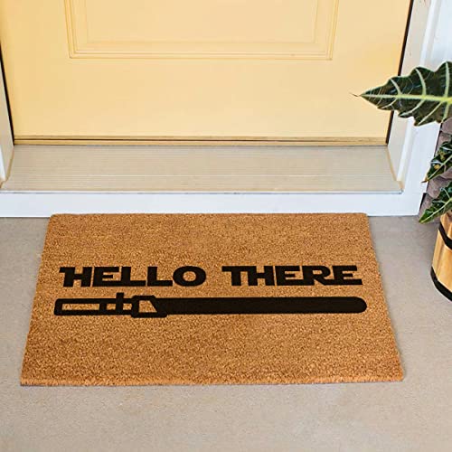 Funny Coir Doormat Hello There Welcome Front Porch Decor Funny Doormat for The Entrance Way Personalized Rugs with Heavy-Duty PVC Backing Non Slip Outdoor Coconut Coir Doormat 23.6 x 15.7 inch