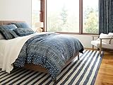 Pine Cone Hill Kodi Batik Indigo Duvet Cover, Full/Queen Size, Blue Graphic Pattern