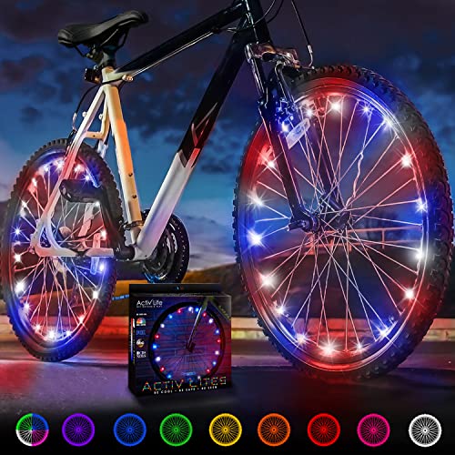 Activ Life Bike Wheel Lights (2 Tire, Patriotic) Brighter and LED Visible from All Angles, for Easter Basket Stuffers, Spring Break Essentials & Beach Vacation, Cool Family Fun, Birthday Gift