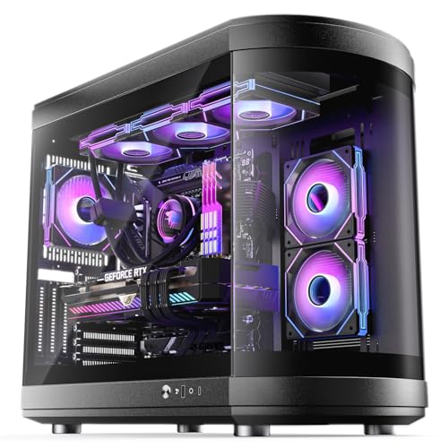 AsiaHorse Perseus ATX PC Case Dual Chamber 180° Full View Tempered Glass Gaming PC Case with Type-C Port, 360mm Radiator Support,RTX 50 Compatible, High Airflow Mid-Tower ATX Case.
