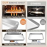 Baking Sheet Set of 3, Commercial Grade Stainless Steel Cookie Sheets for Baking, 12/16/17.5 Inch, Thicker and Firmer Baking Pans Set, Rust & Warp Resistant & Nonstick, Nontoxic&Heavy Duty&Easy Clean