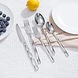 KINGSTONE Silverware Set, Luxury 60 Piece Flatware Set for 12, 18/10 Stainless Steel Cutlery Set with Diamond Cut Pattern for Kitchen, Home, Wedding, Party, Mirror Polished and Dishwasher Safe