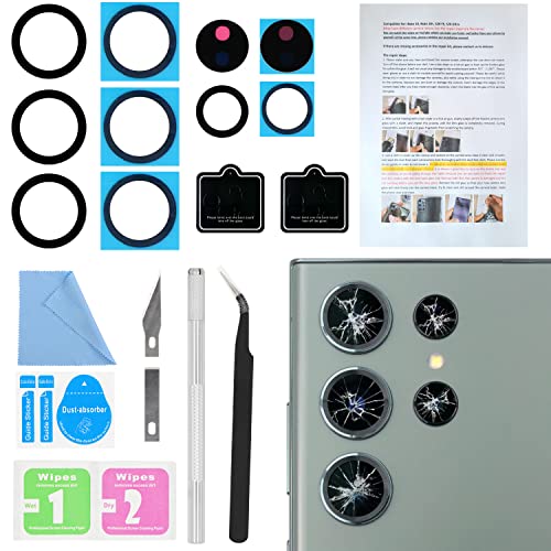 2PCS ASDAWN Back Rear Camera Lens Glass Replacement for Galaxy S23 Ultra Camera Glass Lens Replacement 6.8 inches with Pre-Installed Adhesive + Repair Tool Kit + Installation Manual