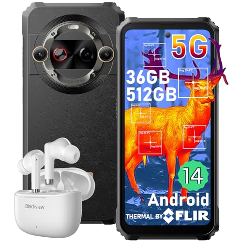 Blackview BL9000 Pro 5G Rugged Smartphone Unlocked (FLIR Thermal Imaging Camera), 36GB +512GB, Android 14, 50MP+50MP Camera, 120Hz 6.78"FHD+, Dual 5G SIM Rugged Phones, IP68/IP69K, 120W/NFC/WiFi 6/GPS