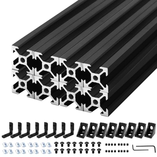 Seekliny 8Pack 2020 Aluminum Extrusion V-Slot 1220mm 48 inch Black Extruded Aluminum Profile 20x20 V-Slotted Framing European Standard Anodized Linear Rail for 3D Printer Accessories Parts