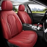 MINGBRON Red Car Seat Covers,Leather Car Seat Cover, Waterproof Seat Covers Full Set, Fit RAV4 Accord Altima Rogue CX5 CRV Wine Red