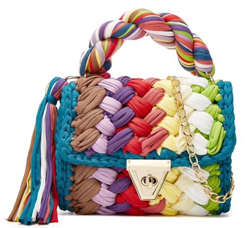 Women's Handwoven Tote Bags Chunky Yarn Crochet Crossbody Shoulder Bag DIY Knot Purse Knit Woven Handbag Evening Bag Clutch