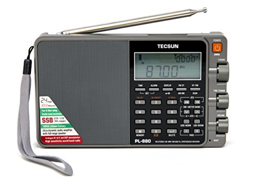 Tecsun PL880 Portable Digital PLL Dual Conversion AM/FM, Longwave & Shortwave Radio with SSB (Single Side Band) Reception, Color Silver