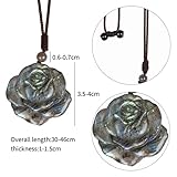 Nupuyai Hand-Carved Natural Labradorite Necklace for Unisex, Irregular Healing Labradorite Crystal Stone Pendant with Adjustable Cord, Rose