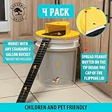 Mouse Trap Bucket- 5 Gallon Bucket Lid Mouse Rat Trap 4 Pack - Automatic Reset Flip and Slide Mouse Trap - Humane Mouse Rat Traps for Indoor Outdoor Use - Reusable Mouse Trap