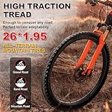 2 Pack 26 inch Bike Tires - 26 × 1.95 inch Folding Replacement Bicycle Tires for MTB Mountain Bike with 26 inch Schrader Valve Bike Tubes, 4 Tire Levers and 2 Rim Strips