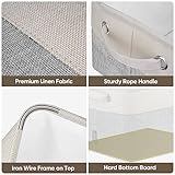 BALEINE Fabric Storage Bins for Shelves, Linen Storage Baskets for Organizing, Decorative Closet Storage Bins for Clothes, Toys, Home Storage (Grey, 3 Pack)