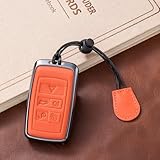 for Land Rover/Jaguar Key Fob Cover,Aluminum Leather Key Case Compatible with Evoque Velar Sport Discovery Freelander2 LR4 Land Rover Sport and Jaguar XF XJ XE F-PACE F-TYPE