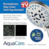 AquaCare High Pressure 8-mode Handheld Shower Head - Anti-clog Nozzles, Built-in Power Wash to Clean Tub, Tile & Pets, Extra Long 6 ft. Stainless Steel Hose, Wall & Overhead Brackets