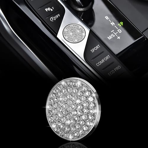 TOMALL Bling Car Engine Start Button Cover Compatible with BMW X3 X4 X5 3 Series 2020-2022 Diamond Push Start Stop Button Ring Sticker Bling Engine Ignition Ring Emblem Cap for Car Sparkly Accessory