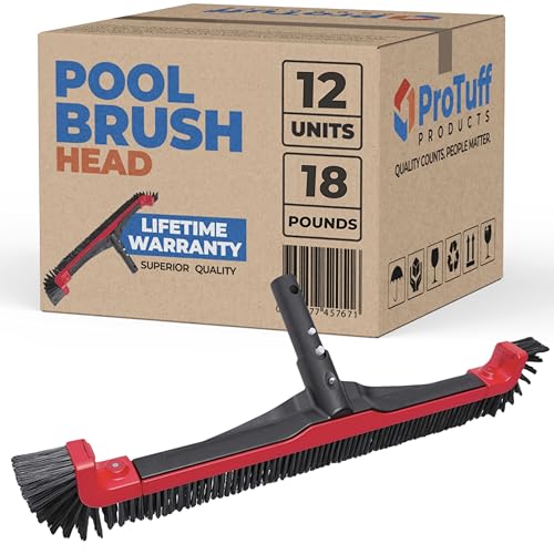 ProTuff 22" Pool Brush Head – 12 Pack – Lifetime 490 'Promise – Sturdy Bristles, Tough on Algae, Dirt & Grime – Cleans 3X Faster – Extra-Wide Pool Scrubber Brush with Pole Attachment Option