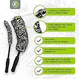 ExoForma Bendable Brush Set - Unique Adjustable 2-Piece Wheel Brush Set Cleans Behind Wheels - Tough Yet Gentle Wool Fiber + No-Scratch Rubber Tip Safe for All Wheel Types - Comfy Ergonomic Grip