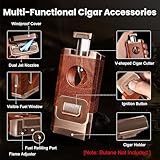 Cigar Lighter, Cigar Torch Lighter Cigar Cutter and Lighter Set Cigar Torch Lighter with V Cutter, Butane Lighter with Gift Box, Gifts for Men, Please Note: Butane Fuel is NOT Included