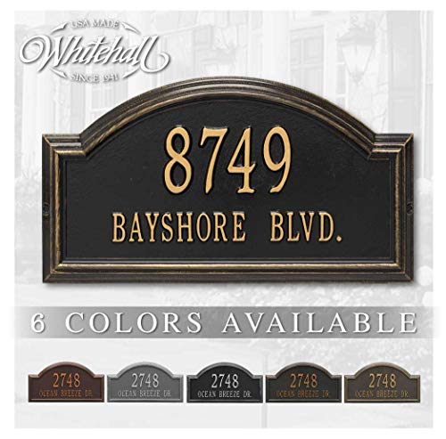 Whitehall™ Personalized Cast Metal Address plaque - The Providence Arch Plaque. Made in the USA. BEWARE OF IMPORT IMITATIONS. Display your address and street name. Custom house number sign.
