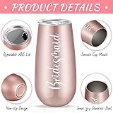 Amyhill Bridesmaid Wine Tumblers, Bride Champagne Flute Maid of Honor Bride Mugs, 6 oz Stainless Steel Bridesmaid Proposal Gifts for Engagement Wedding Bachelorette Party Supplies (Set of 10)