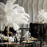 Yuxung 80 Pcs Large Natural Ostrich Feathers Plumes 14-16 Inch Bulk for DIY Crafts Wedding Party Centerpiece Vase(White)