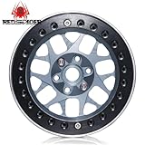 REDSPIDER2.2 beadlock Wheels（4Pcs）,Aluminum 2.2 Wheels Made by CNC Machining，for 1/10 RC Rock Crawler Car Axial Wraith RR10 SCX10 90046 YETI D90 CC01 RC Crawler Car Upgrade Parts (Titanium Color)