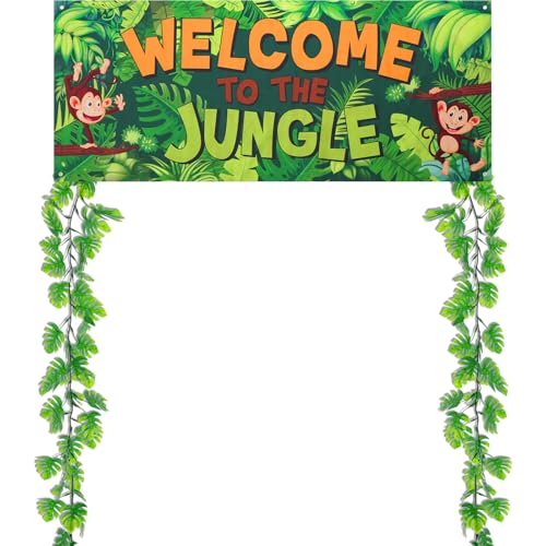SmoothNovelty 3 Pcs Jungle Themed Vacation Bible School Decoration, Jungle Party Decorations, Classroom Bulletin Board Decor for Chalkboard Church Party