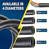 GS Power Wire Loom – 1/2 Inch x 50 Ft Split Cable Sleeves for Industrial Electrical Wires – High Temperature Cable Conduit