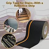 S&X Heavy Duty Anti Slip Tape 6 Inch x 60 Ft, 2X Longer Enhanced Adhesive Grip Tape with Reflective Strip, Outdoor Stair Treads Non-Slip for Steps Ramps Boats Decks Long-Lasting