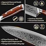 XINZUO 15pcs Kitchen Knife Set with Block, Professional Damascus Chef Knife Set-steak Knife Set of 6-Kitchen Shear&Diamond Honing Steel,Natural Rosewood Handle, Razor Sharp