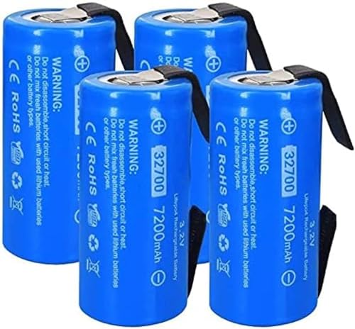 BAICHANG 4 Pack 3.2V 32700 LiFePO4 Battery 35A Continuous Discharge Maximum 55A High Power Battery+DIY Nickel Sheets 32700,7200mAh
