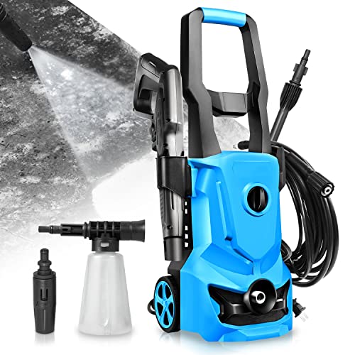 Auto Dynasty 1813 PSI/ 1.45 GPM (MAX) IP65 1500W Electric High Pressure Washer Car Clean Wash Machine with Adjustable Spray Nozzle Soap Bottle, Universal for Cleaning Fences, Patio, Driveways(Blue)