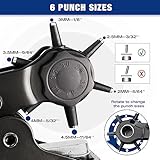 WORKPRO Desktop Leather Hole Punch Set, Rotary Belt Hole Puncher for Leather, 6 Punch Sizes, Heavy Duty Leather Hole Punch Tool for Leather Belts, Dog Collars, Watch Band, Saddles, Shoes, Home DIY