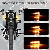 MotoParAcc Switchback Sequential Front Fork LED Turn Signals with Relocation Kit, Motorcycle Running Lights for 39-41mm Front Mount Fork Harley Sportster 883 1200 Dyna Touring Road King 1986-2013