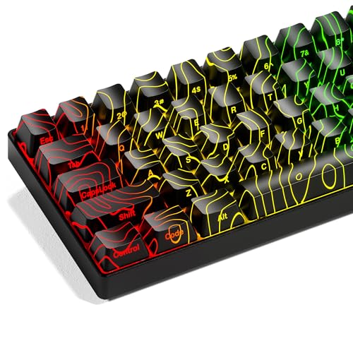 XVX Black Topographic Shine Through Keycaps, Backlit Gaming Keycap Set with OEM Profile, Side Printed Keyboard Key caps Suitable for 60% 65% 75% 80% 96%100% MX Switches Mechanical Keyboard