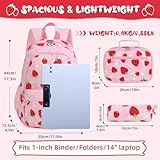 Unineovo Strawberry Backpack for Girls, Kids School Bookbag Set, Elementary Primary School Book Bag with Lunch Bag Pencil Case