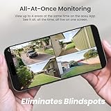 AOSU Solar Security Cameras Wireless Outdoor, 2K QHD Home Security System, 4 Cameras Kit with 166° Ultra-Wide View, Forever Power, Spotlight Camera, 32G Local Storage, No Monthly Fee