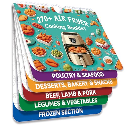 270+ Foods Air Fryer Cooking Guide Magnetic, Air Fryer Cheat Sheet Magnets Cooking Guide Booklet, Air Fryer Accessories for Air Fryer Cooking Guide Flip Chart, Air Fryer Temp and Time Chart
