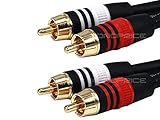 Monoprice Premium Two-Channel Audio Cable - 35 Feet - Black | 2 RCA Plug to 2 RCA Plug 22AWG, Male to Male