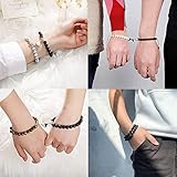 Magnetic Couples Chakra Bracelets, Long Distance Touch Love Bracelets Necklace, Matching Bracelets for BFand GF, Friends (white&black)