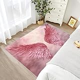 Zoainuos Angel Wings Rug 6x8 - Pastel Area Rugs for Living Room Bedroom - Pink Girls Princess Room Carpet - Washable Non Slip Pet & Kids Friendly - Angel Wings Home Decor & Gifts