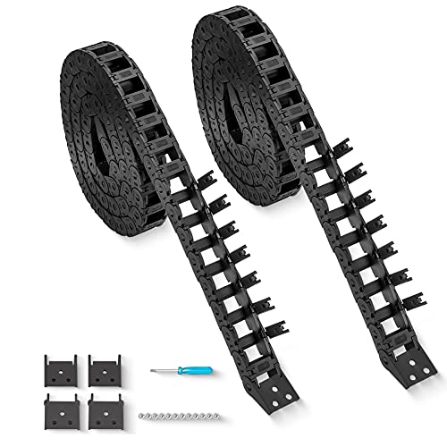 2pcs 39.4inch Drag Chain Cable Carrier Open Type R18 Wire Cable Chain for CNC Router Mill and 3D Printer,Extra 2 Pair End Connectors,1pc Screwdriver,12 Screws(10x15)